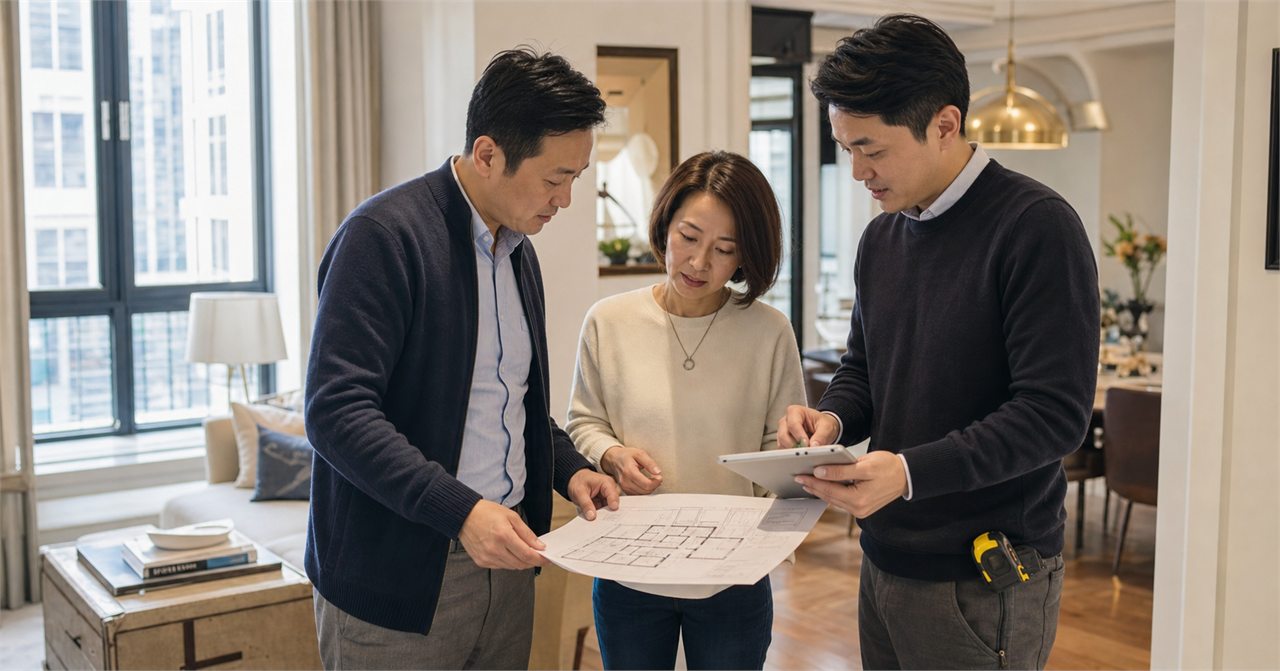 资深收房团队实地评估空间